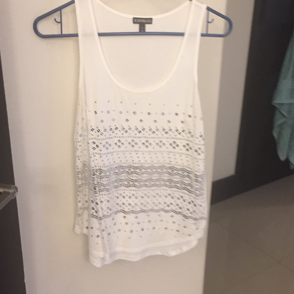 Express white sparkly top